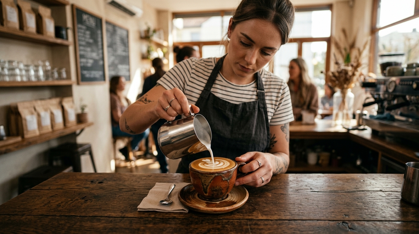 Perfect latte art pour